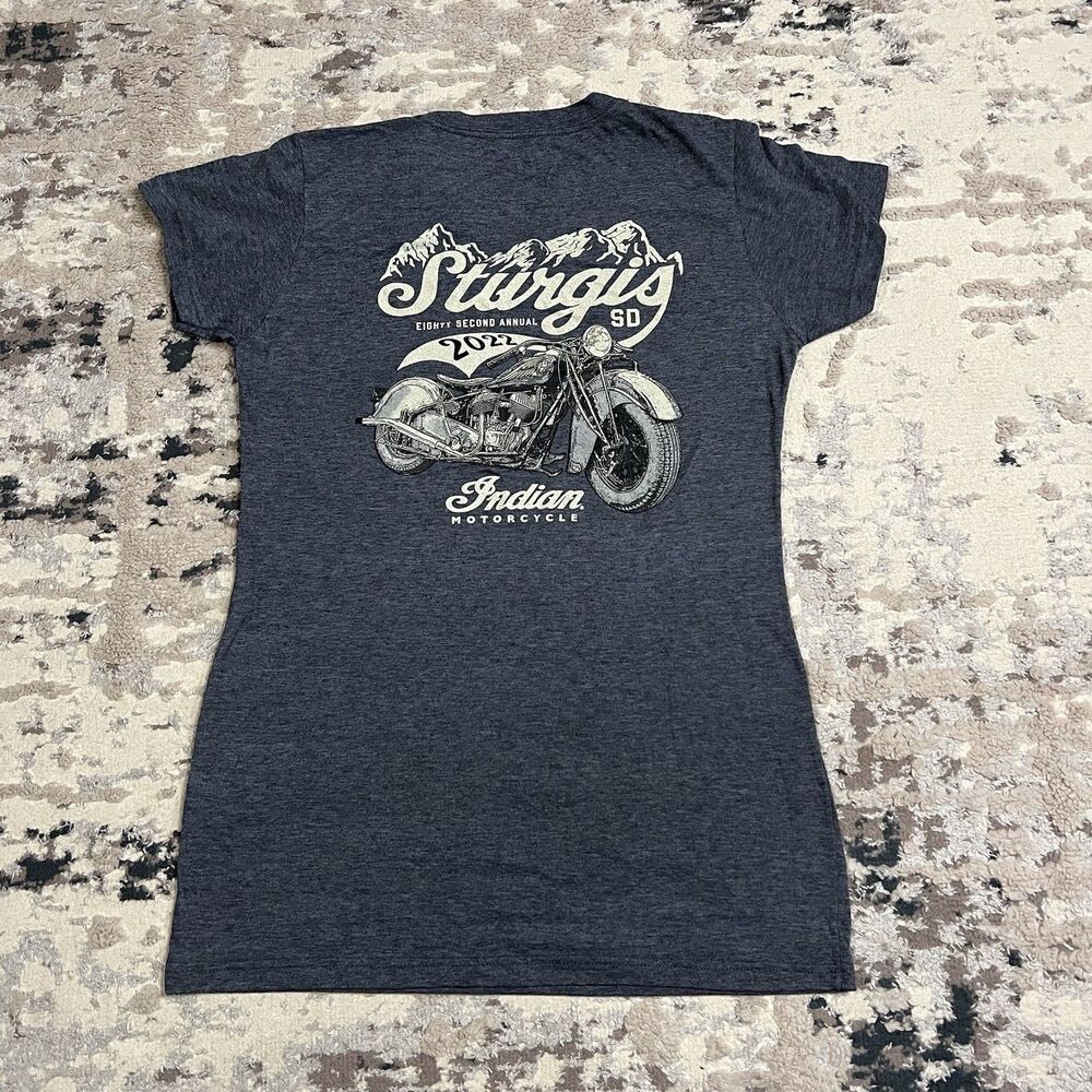 Indian Motorcycle Shirt Womens L Short Sleeve Lightweight Sturgis Rally Biker